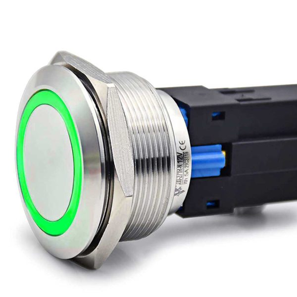 Buton Push 30mm cu Revenire 24V Led Verde