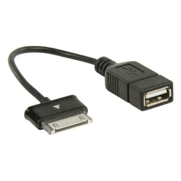 Cablu adaptor OTG USB2.0 A mama la mufa Samsung Galaxy Tab tata, lungime 10 cm, negru
