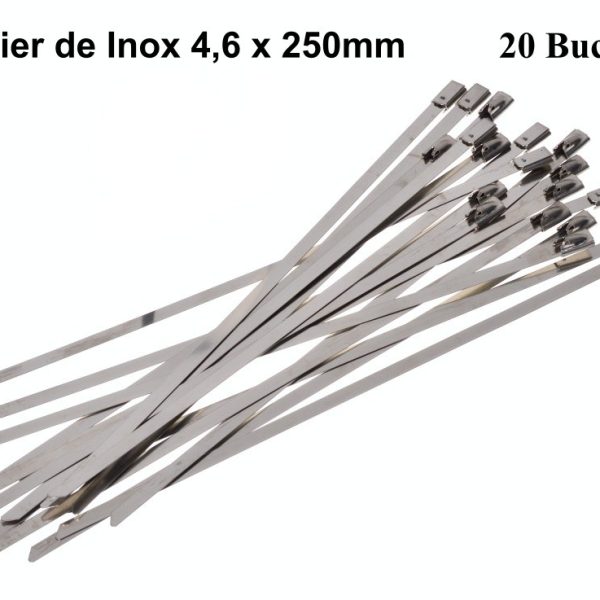 Set 20 x Colier de Inox, 4.6 x 250mm, Gri