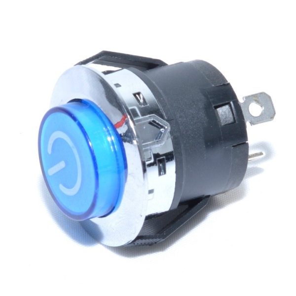 Push Buton Albastru 22x32mm cu Retinere 24V - 20A