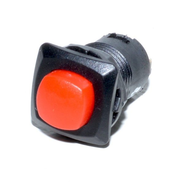 Push Buton Patrat cu Retinere 15x15x30mm Rosu