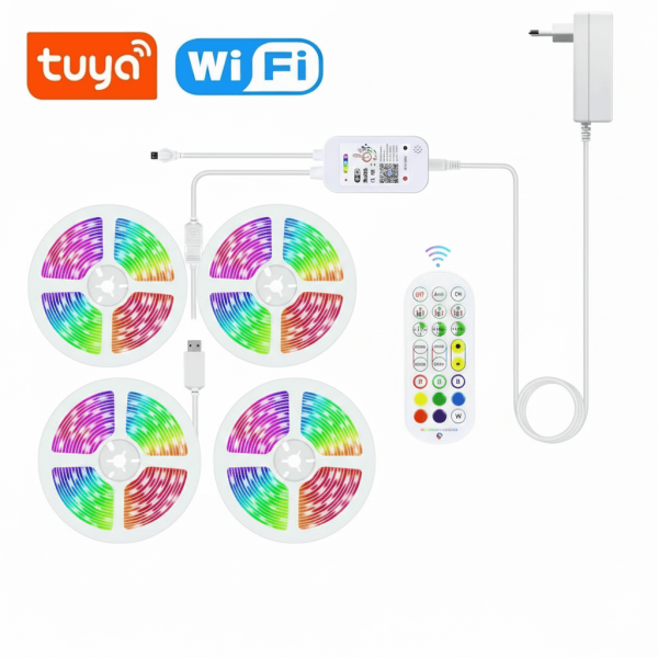 Kit Banda LED RGB Smart 40m, 24V, Wi-Fi Tuya, Sincronizare Muzica si Control Vocal