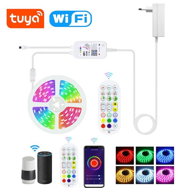 Kit Banda LED RGB Smart 15m, 24V, Wi-Fi Tuya, Sincronizare Muzica si Control Vocal