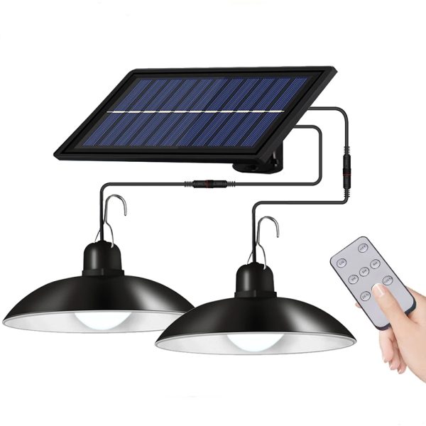 Lampa Solara Dubla Suspendata, 2 Candelabre cu Panou Fotovoltaic Separat, IP65